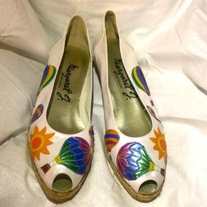 Vintage Hot Air Balloon Wedges/Heels With Quirky 90s Print, Vintage Small Size 7